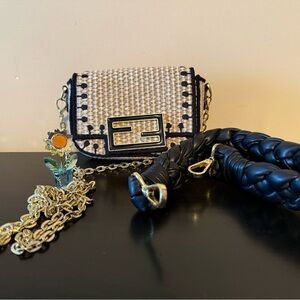 NEW Black Straw Crossbody Shoulder Bag with 2 straps